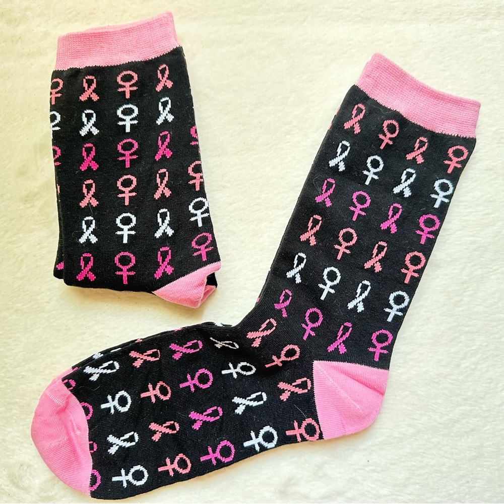 Breast Cancer Support Awareness Socks NWOT